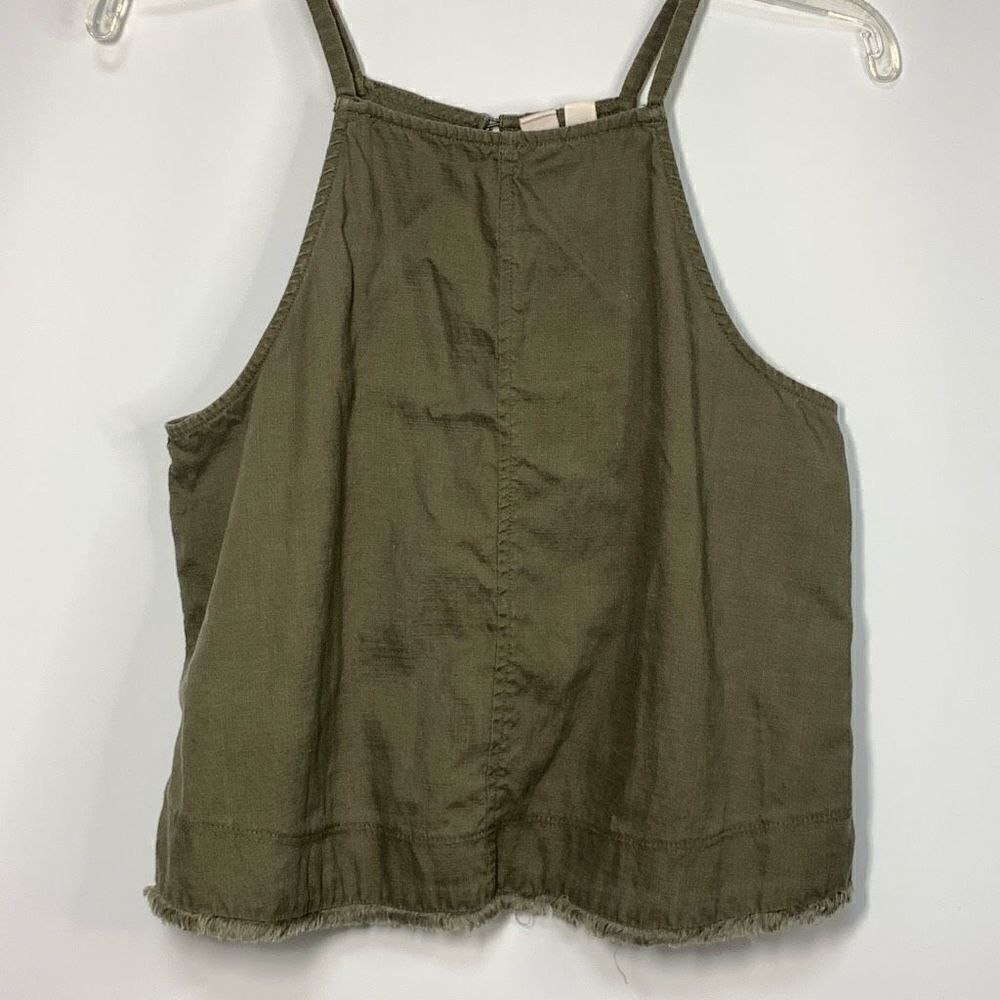 Melrose and Market Women's Keyhole Back Halter Neck Tank Top Olive Green Small